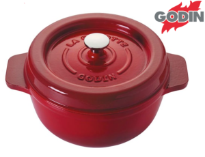COCOTTE GODIN RONDE EN FONTE - ROUGE - Ø 19 CM
