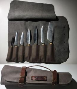 Mallette de rangement en cuir Crafted 7 couteaux japonais - Taupe