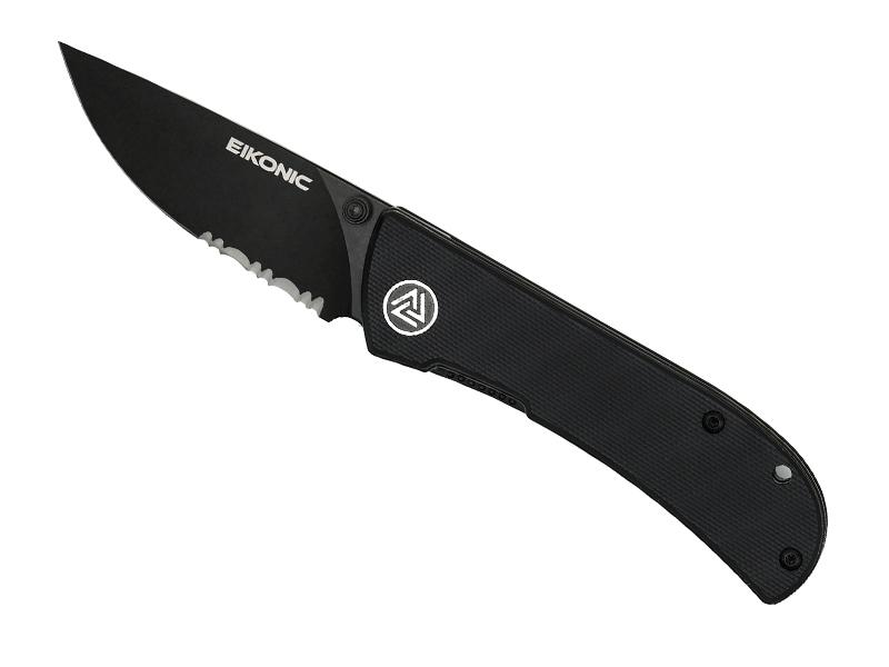 Couteau Eikonic Fairwind semi denté - manche 10 cm G10 noir