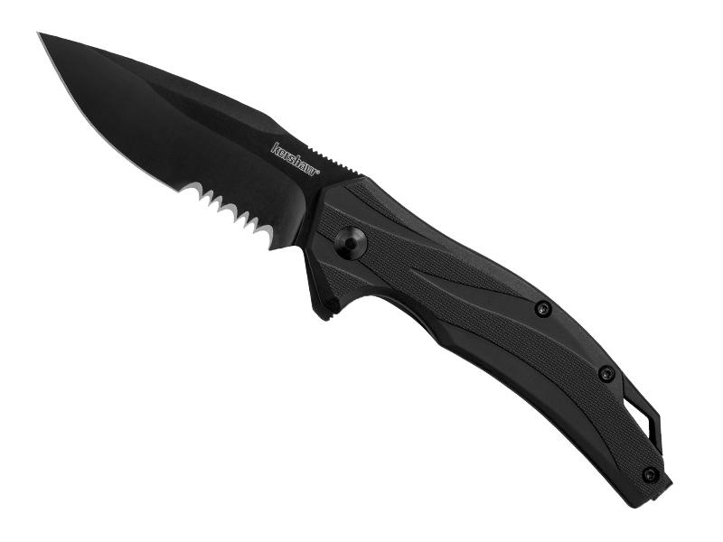 Couteau Kershaw Lateral Full Black - lame à dents - manche 11 cm nylon/ fibre de verre noir