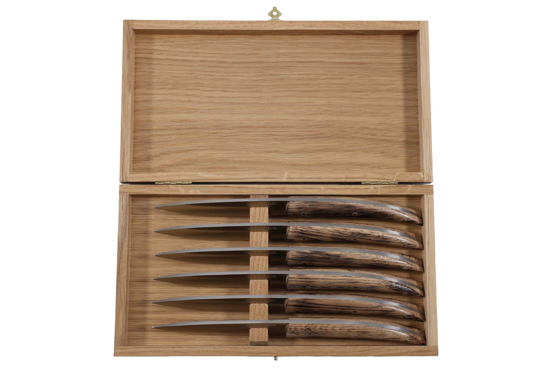 Coffret de 6 couteaux de table "Le Champenois" - Chêne brulé
