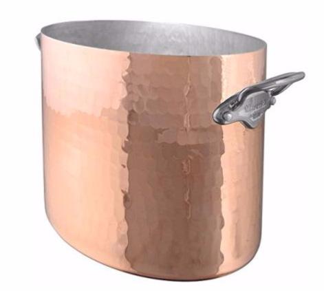 Mauviel seau à champagne ovale en cuivre montures fonte d'inox - 26 cm