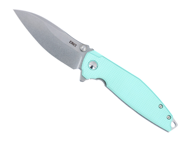 Couteau CRKT Ibis - manche 10,5 cm G 10 bleu cel au recto et inox au verso