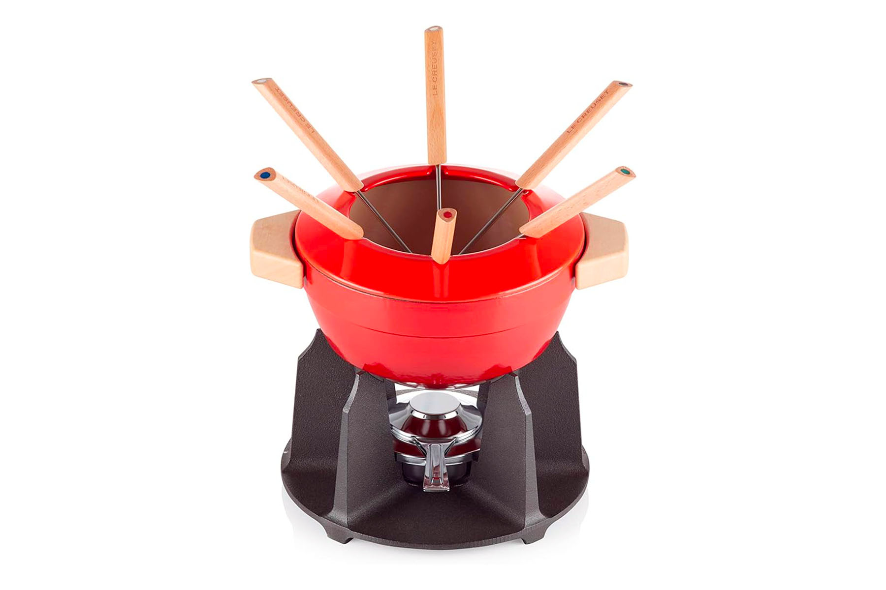 Service à fondue Le Creuset en fonte, Bourguignonne et Savoyarde cerise 22 cm