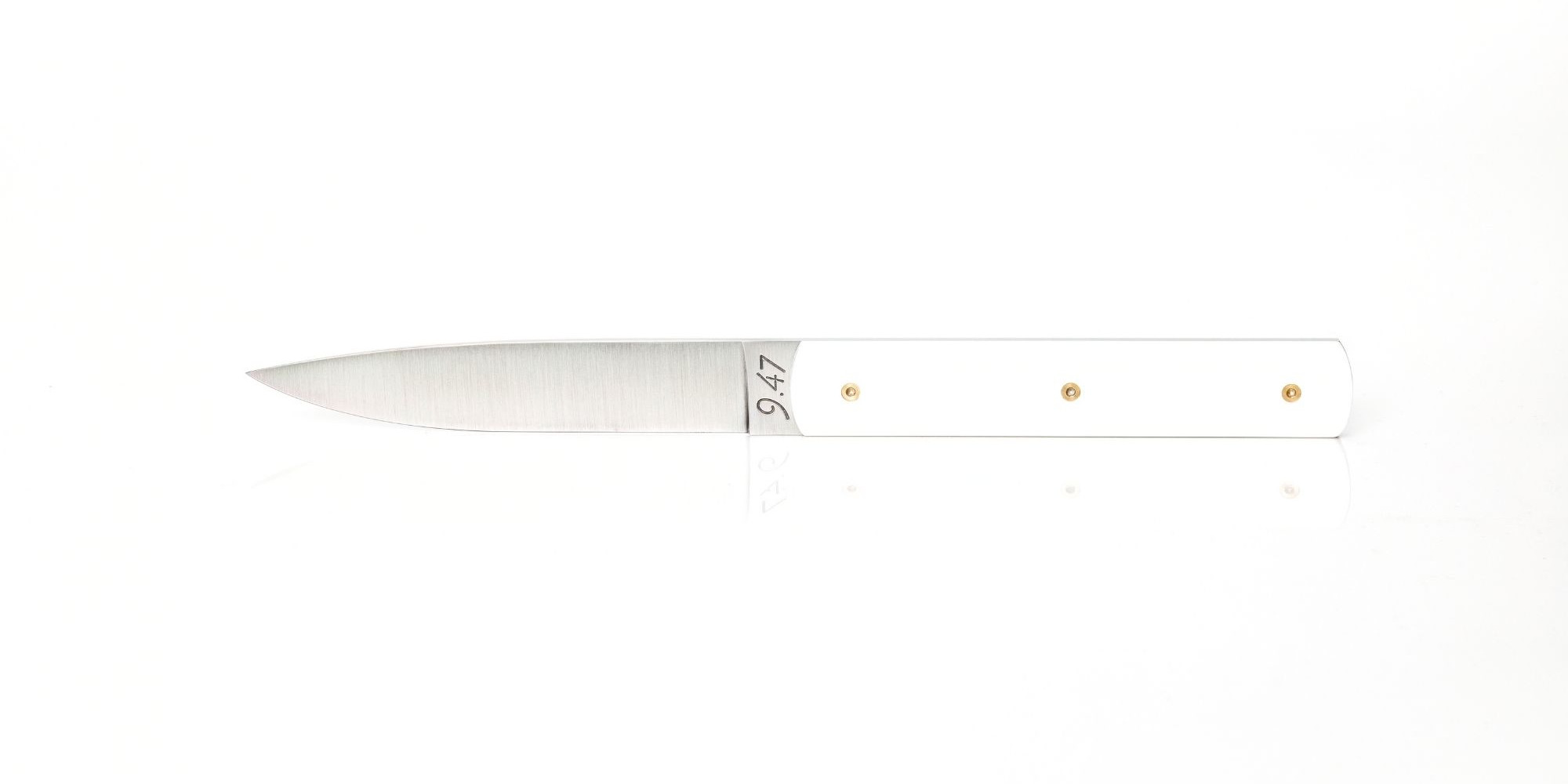 Coffret de 6 couteaux de table 9.47 atelier Perceval -blanc vis or