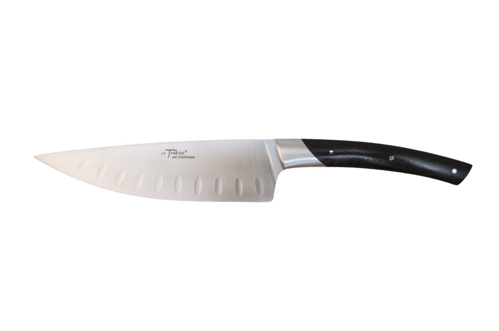 Couteau de cuisine Chambriard Les grands gourmets - couteau de chef 16 cm lame alvéolée ébène