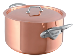 COCOTTE RONDE COUVERCLE EN CUIVRE M'HERITAGE M'150S - 12 CM MONTURE FONTE D'INOX