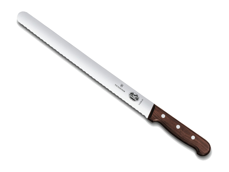 Couteau à jambon Victorinox Wood - lame 30 cm dentée - manche érable modifié