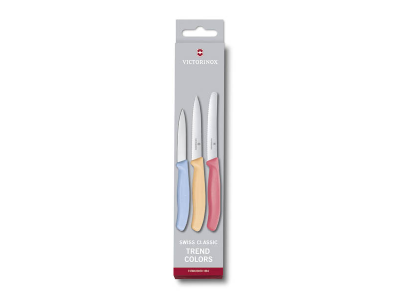 Set de 3 couteaux d'office Victorinox Swiss Classic - manche assortis pastel