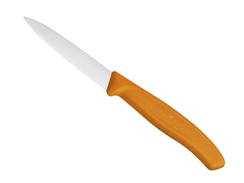 Couteau office Victorinox SwissClassic lame 8 cm inox dentée manche polypropylène orange