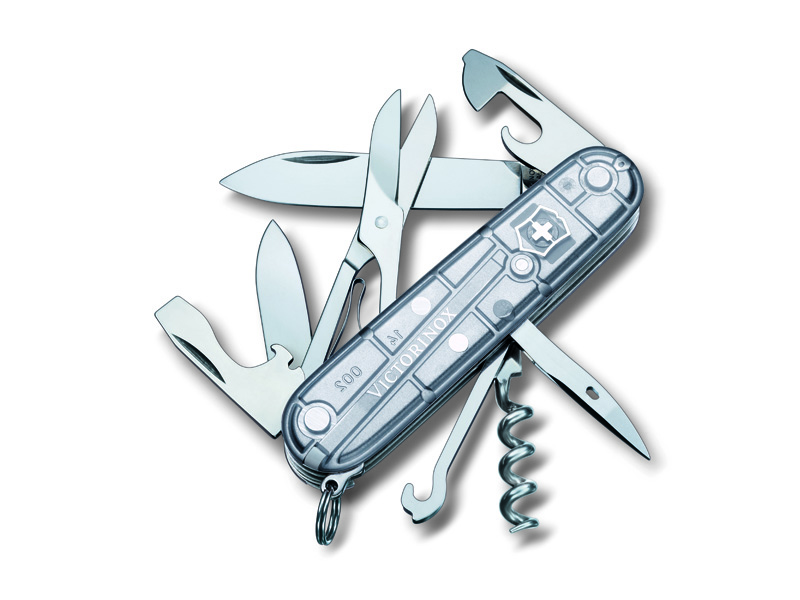 Couteau multifonctions Victorinox CLIMBER SILVERTECH - Manche 91 mm gris argenté translucide