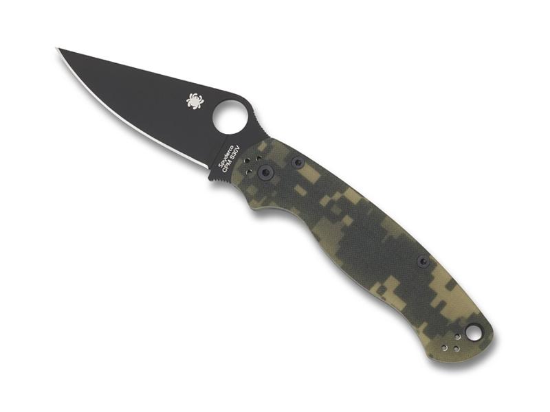 Couteau Spyderco Para Military 2, lame noire - manche 12 cm G10 camo