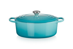 Cocotte ovale en fonte émaillée Le Creuset 31cm " Bleu caraïbes"