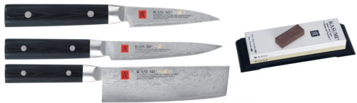 Set de 3 couteaux japonais Kasumi Masterpiece forme vegan et pierre