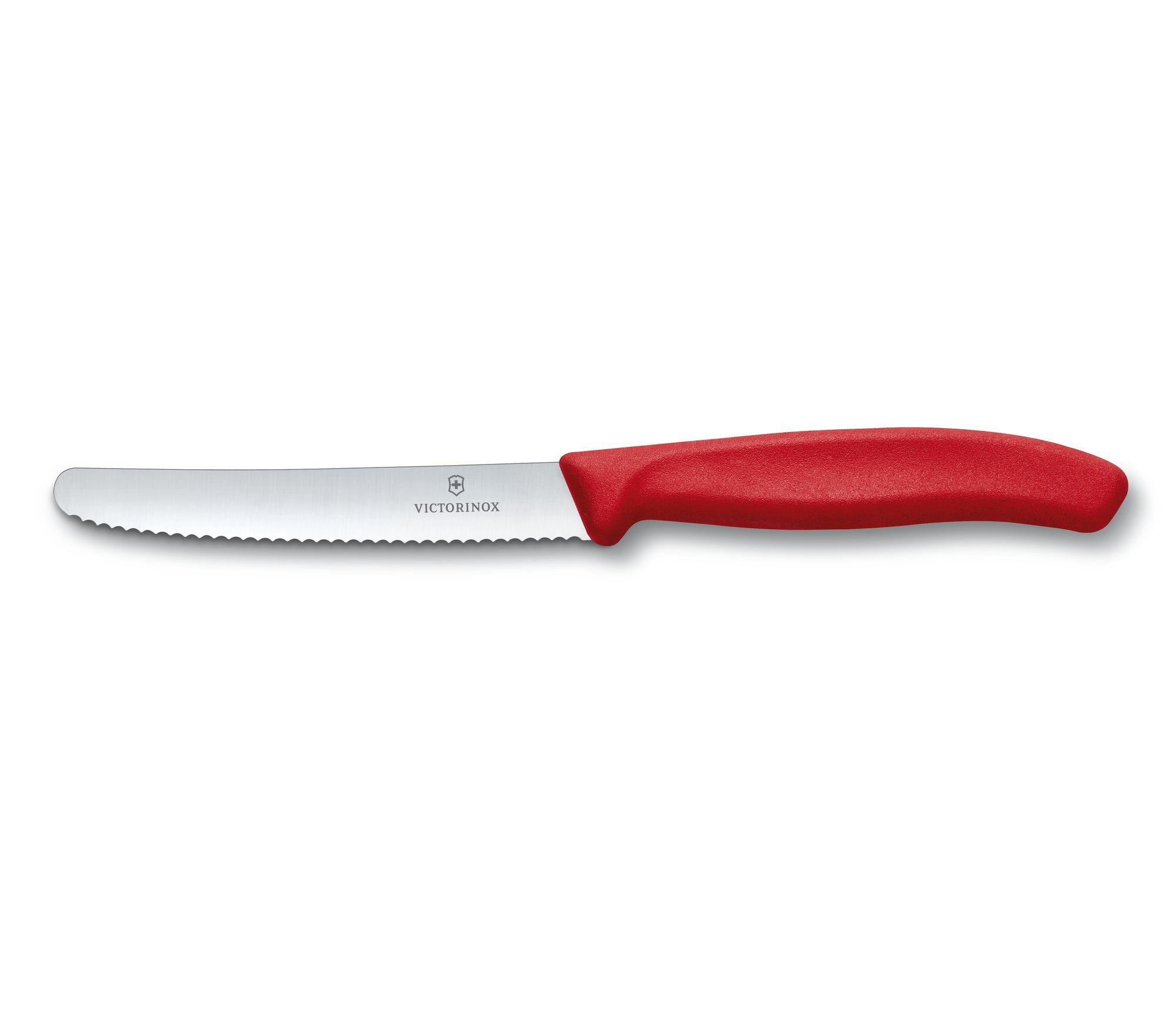 Couteau à tomates / de table Victorinox Swiss Classic lame denté 11 cm - manche rouge