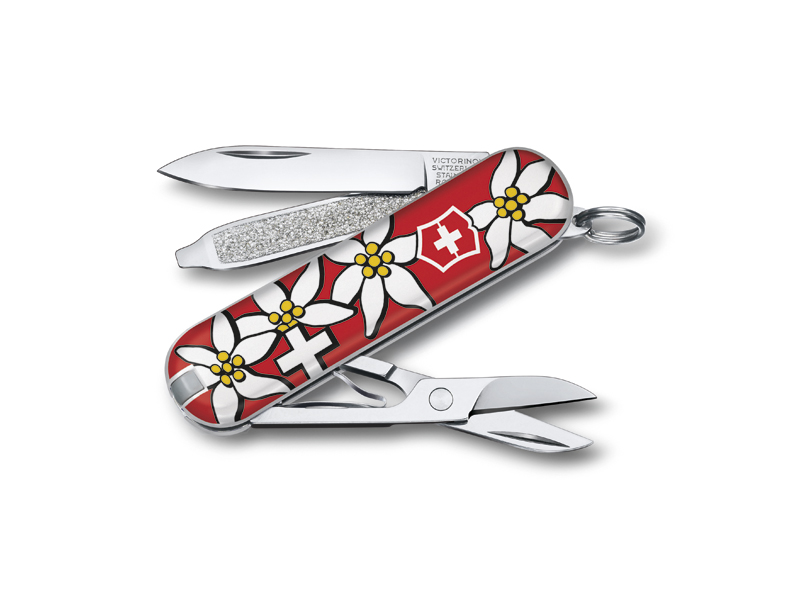 Mini couteau suisse Victorinox Classic SD motif Edelweiss - manche 58 mm