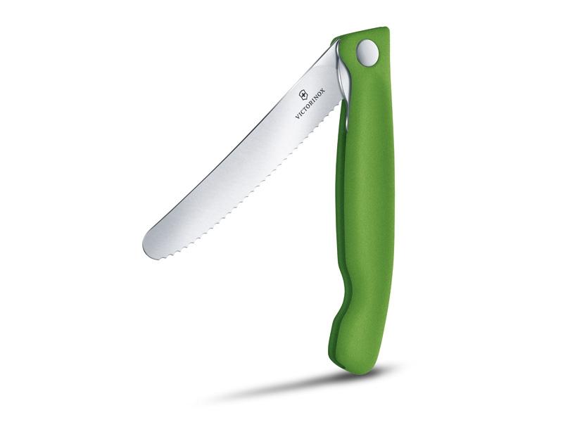 Couteau office pliant lame dentée Victorinox Swiss Classic - manche 13 cm vert