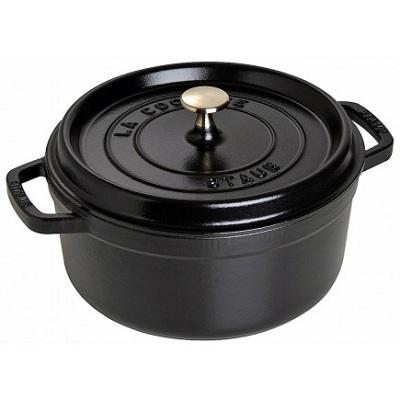 Cocotte ronde en fonte émaillée Staub Noir mat de 28cm