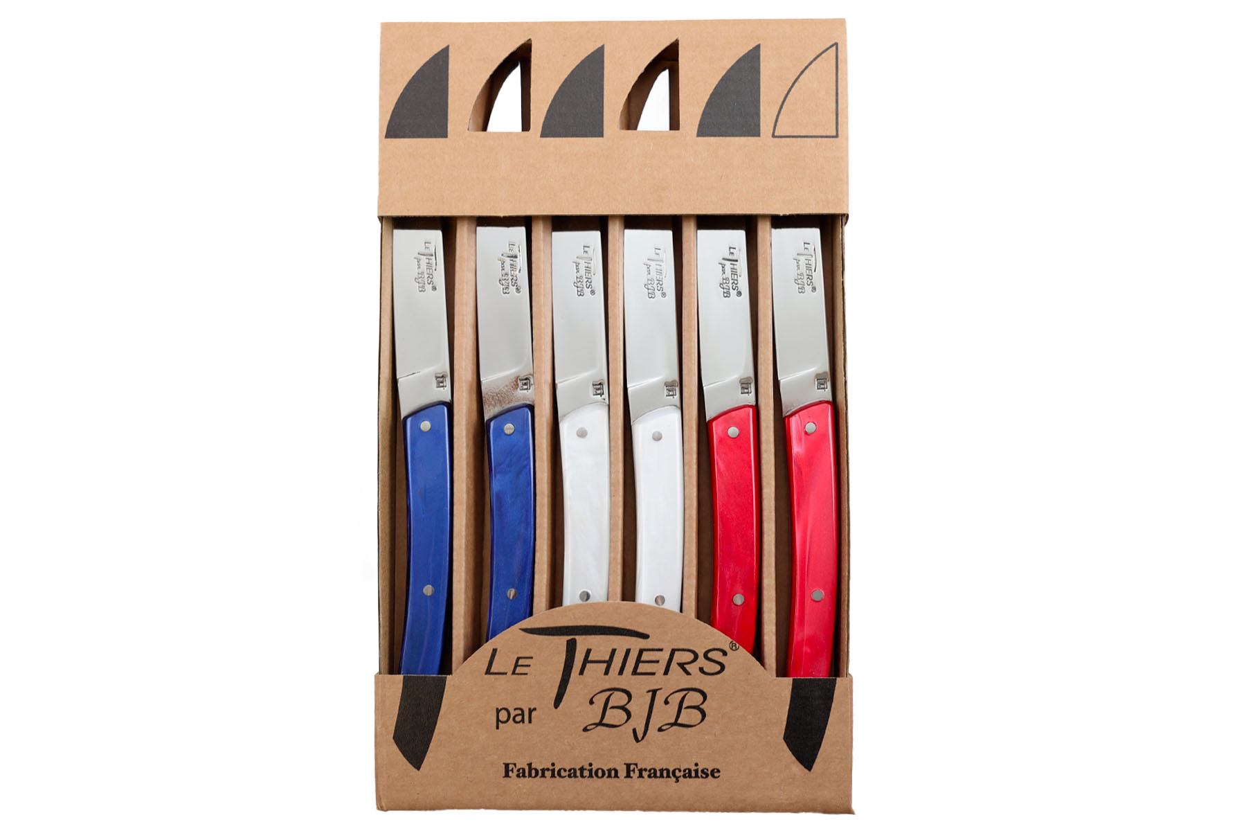 Coffret de 6 couteaux Le Thiers par BJB - modèle Le thiers en Plexi "Vive la France"