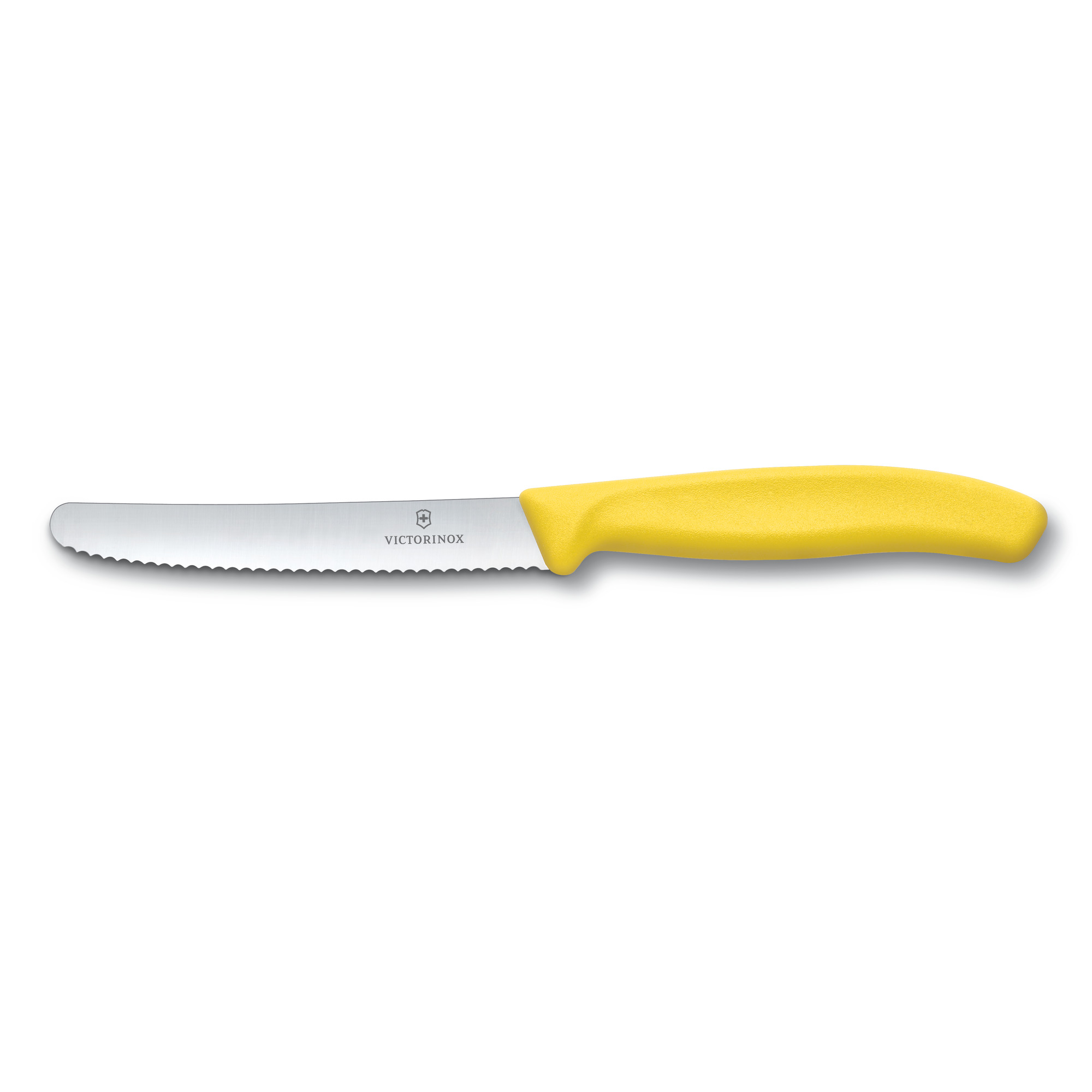 Couteau de table/tomates Victorinox Swiss Classic lame crantée - manche jaune