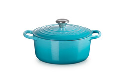 cocotte le creuset en fonte ronde signature 28 cm " Bleu caraïbes "