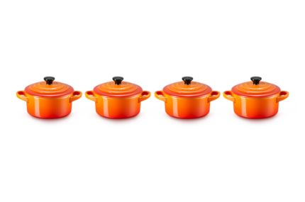 Set 4 minis cocottes en céramique Le Creuset ronde Volcanique - 10 cm