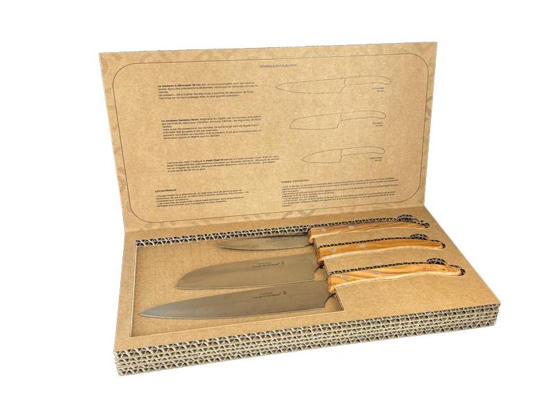 Coffret 3 couteaux Dozorme Cuisine Tradi Berlingot olivier