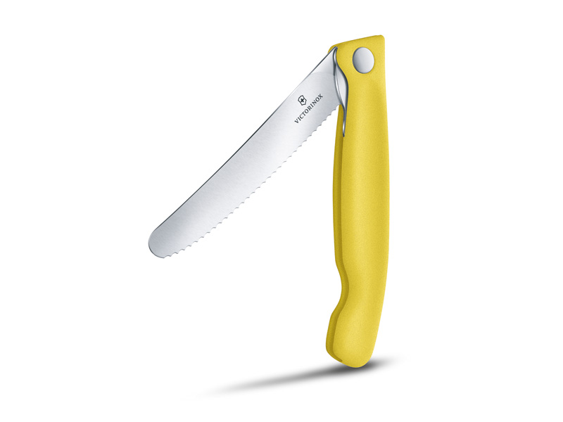 Couteau d'office pliant Victorinox Swiss Classic lame dentée - manche 13 cm jaune