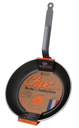 Poêle en aluminium antiadhésive De Buyer Choc Resto induction 24 cm - manche en fonte