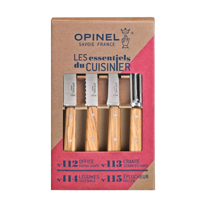 Coffret Opinel de 4 pièces les Essentiels - manche olivier
