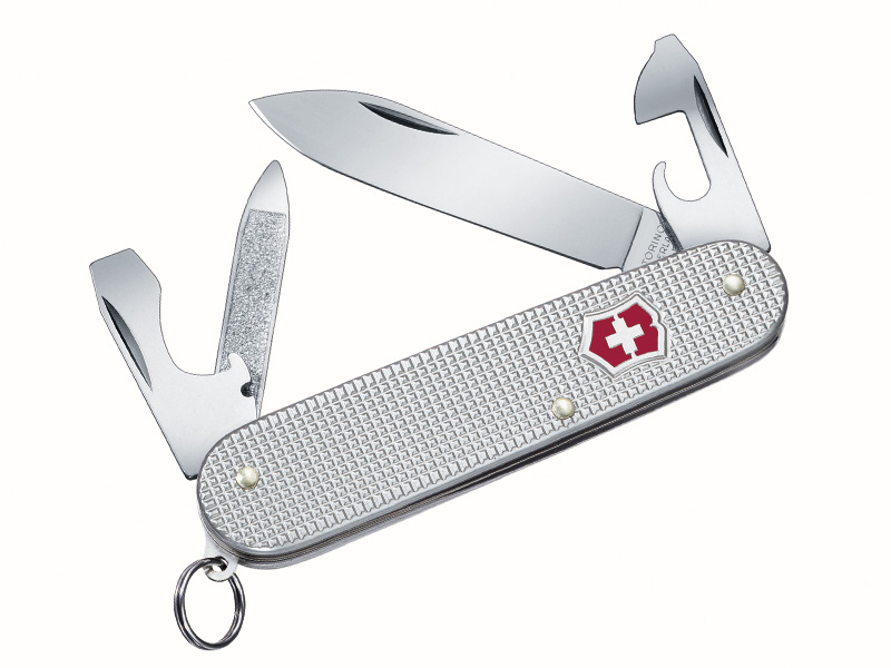 Couteau suisse Victorinox Cadet - Manche Alox quadrillé teinte argent