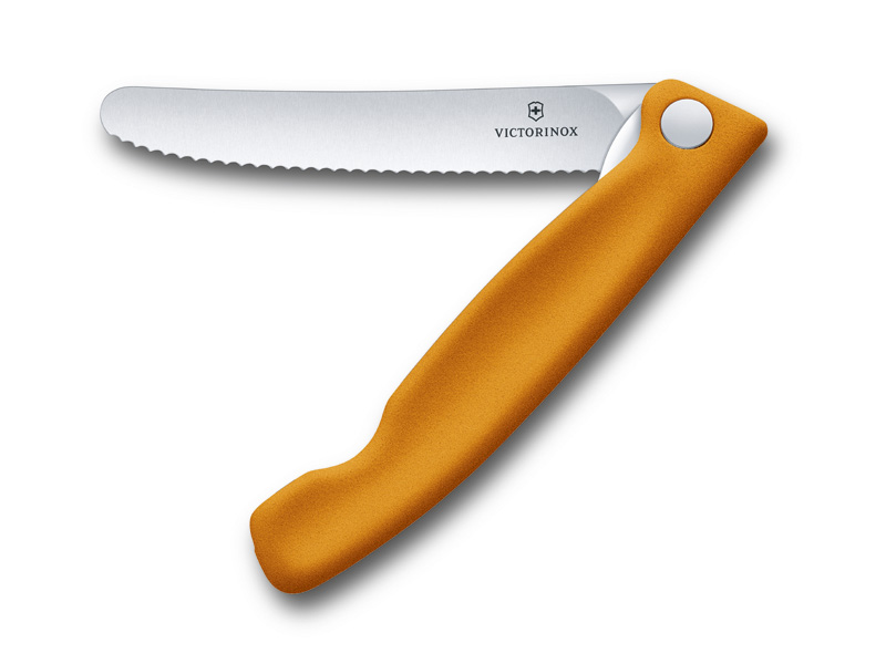 Couteau d'office pliant Victorinox Swiss Classic - lame dentée manche 13 cm - orange