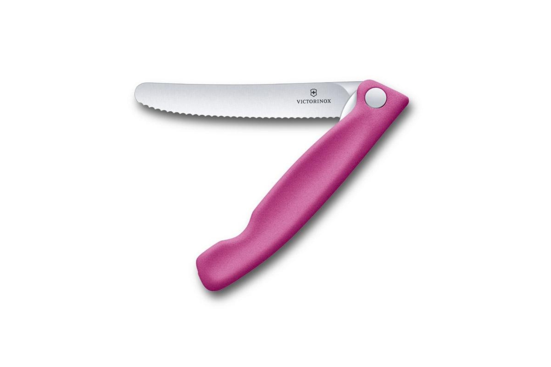 Couteau office pliant lame dentée Victorinox Swiss Classic - manche 13 cm rose