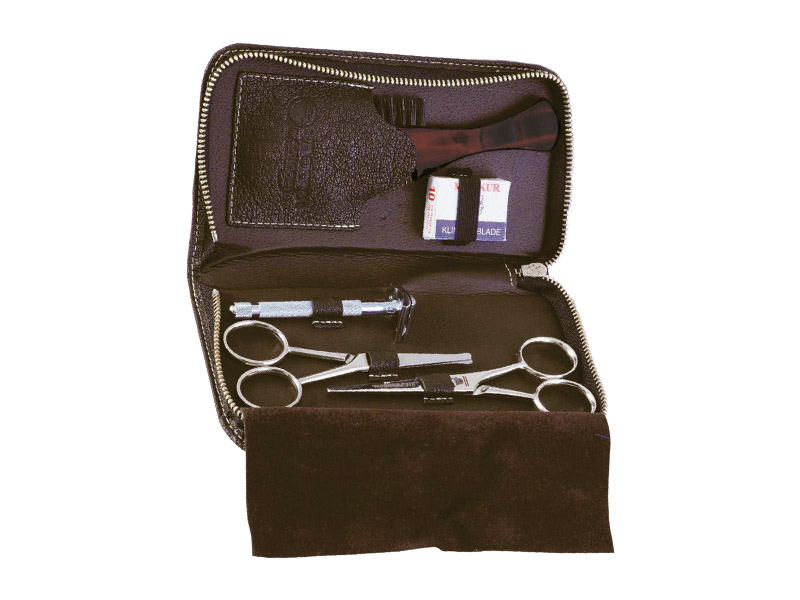 Trousse à moustache Dovo Solingen cuir marron