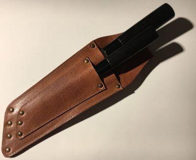 ÉTUI DE RANGEMENT 2 COUTEAUX EN CUIR CRAFTED - COGNAC