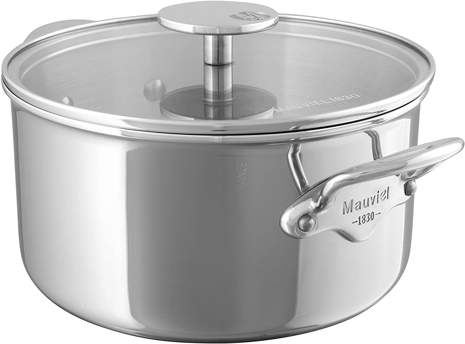 Casserole à poignées Mauviel M'Cook inox 28 cm - couvercle verre