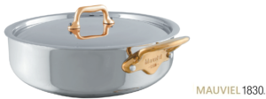 RONDEAU AVEC COUVERCLE MAUVIEL M'COOK MONTURE BRONZE - 24 CM
