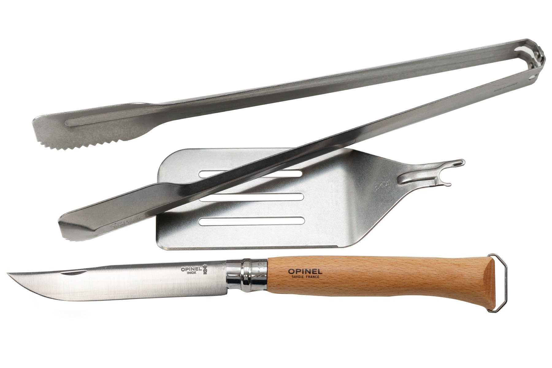 Set barbecue Opinel 3 pièces (Couteau n°12, spatule et pince)