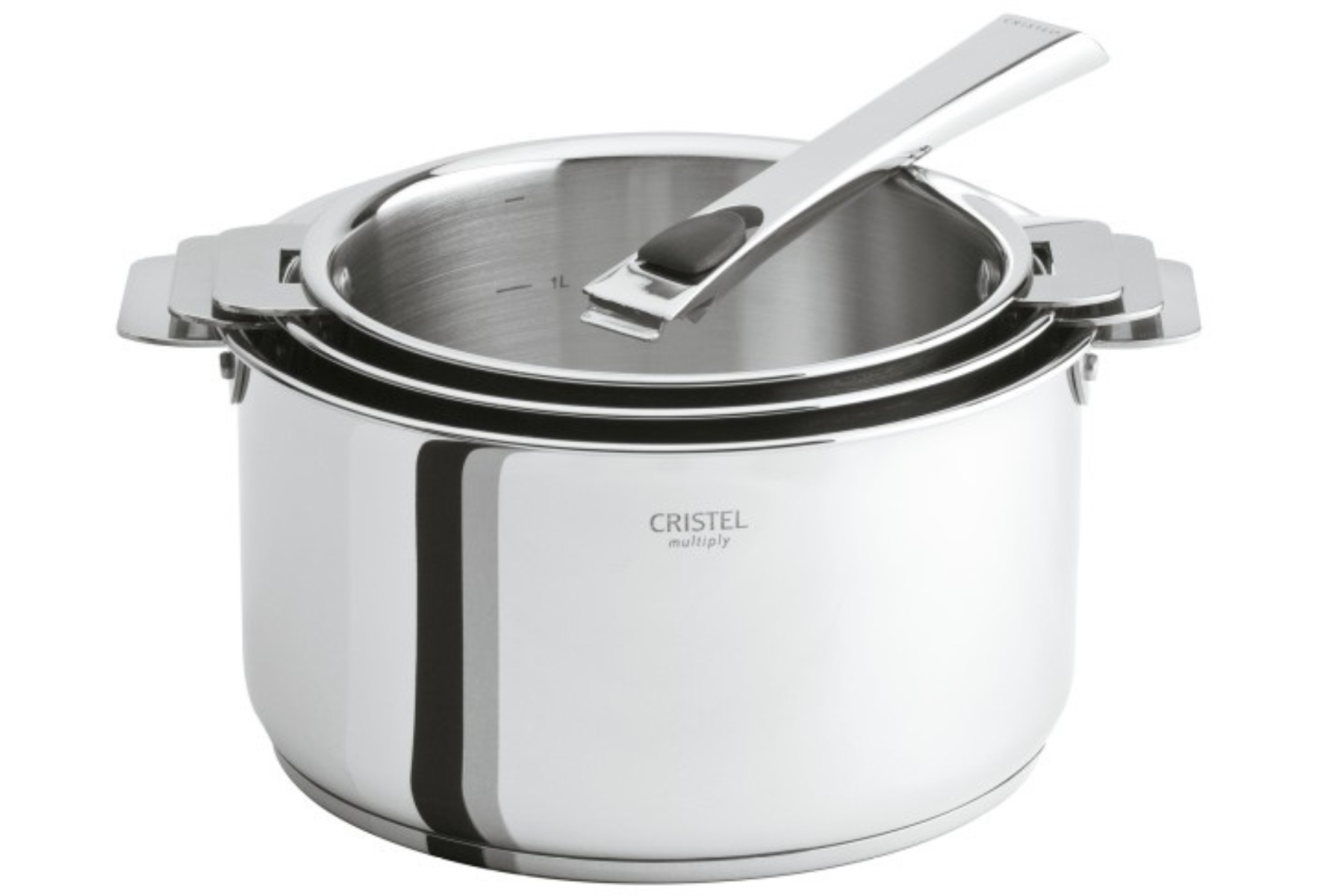 Lot de 3 casseroles Cristel Casteline amovible + poignée Casteline - 16/18/20 cm